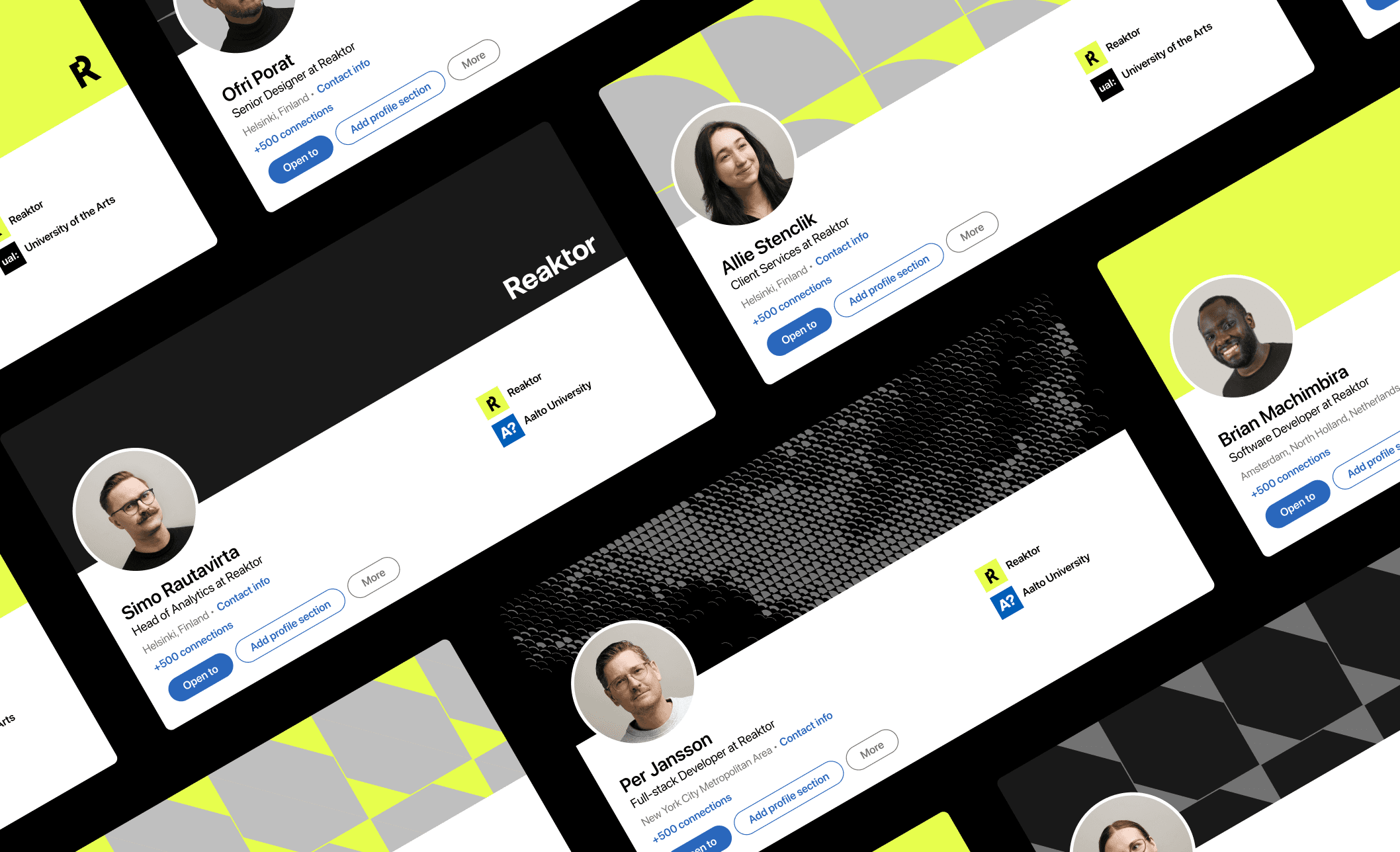 LinkedIn profiles of Reaktor employees