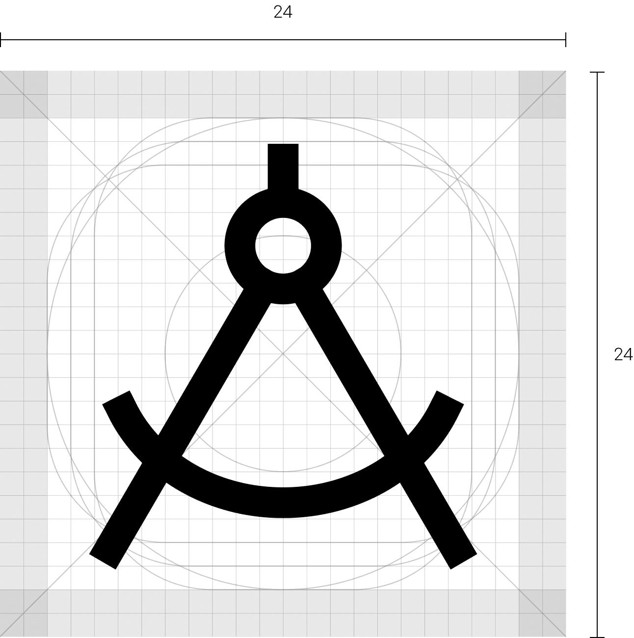 A diagram showing the grid system for icons.